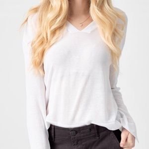 INHABIT 100%  Cotton V-neck Top in White